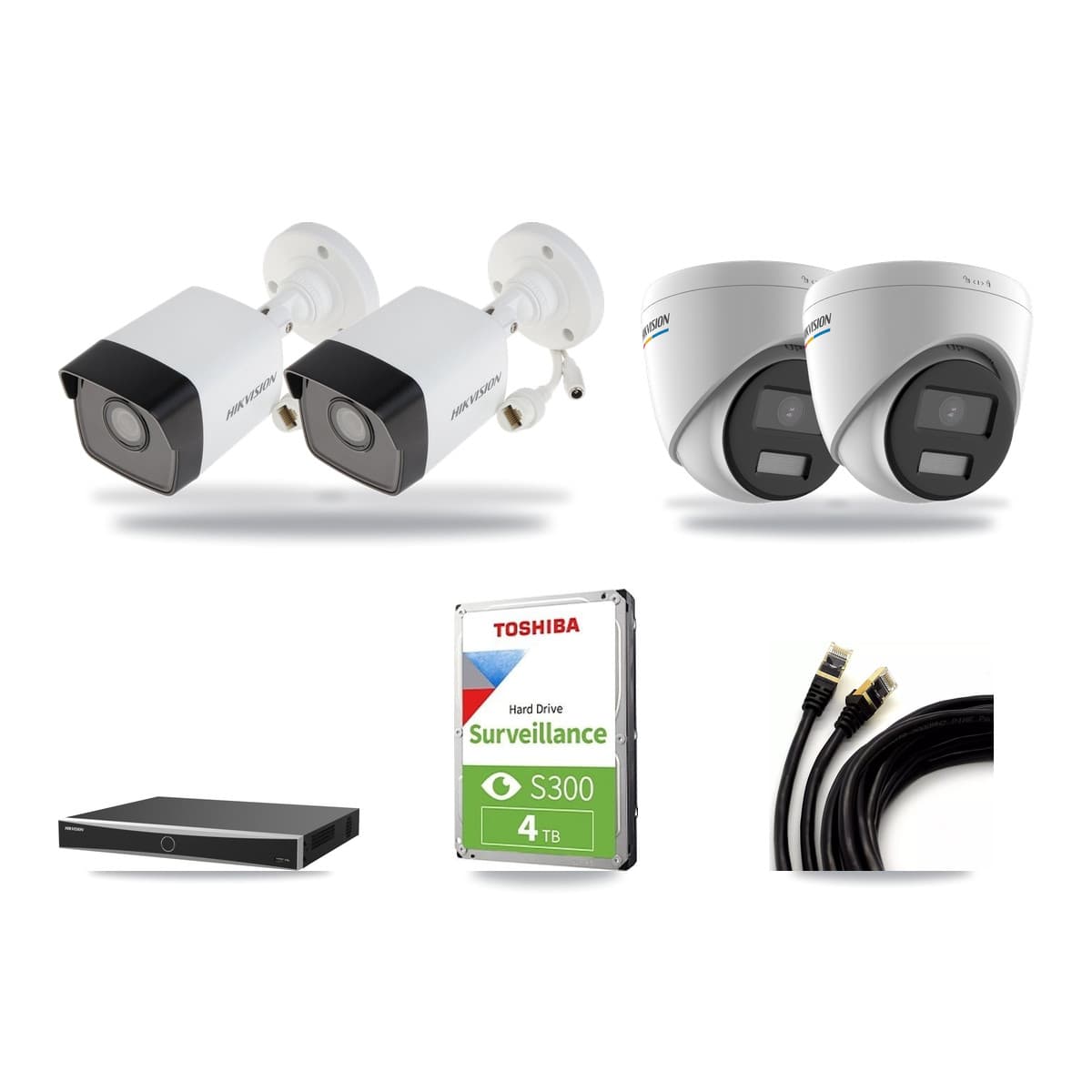 Hikvision 16-Channel 2MP – 5MP CCTV Kit — 2 5MP Bullet + 2 2MP Turret Cameras + 4TB Recording (DS-7616NXI Recorder) - Image 1