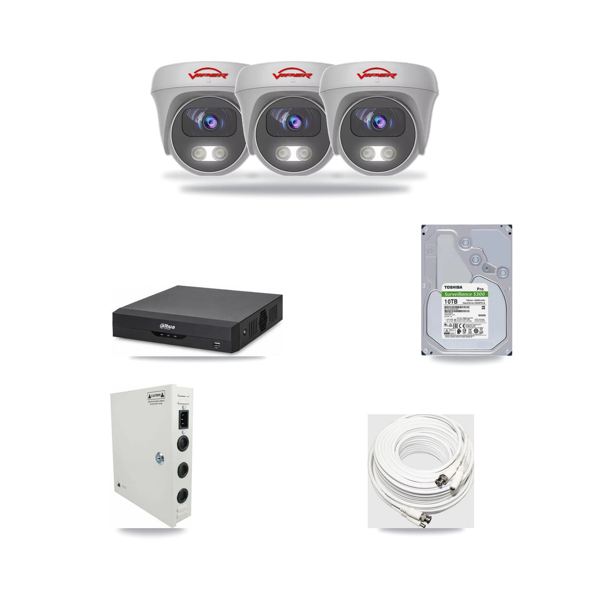 Viper & Dahua 4-Channel 5MP CCTV Kit — 3 Cameras + 10TB Recording - Image 1