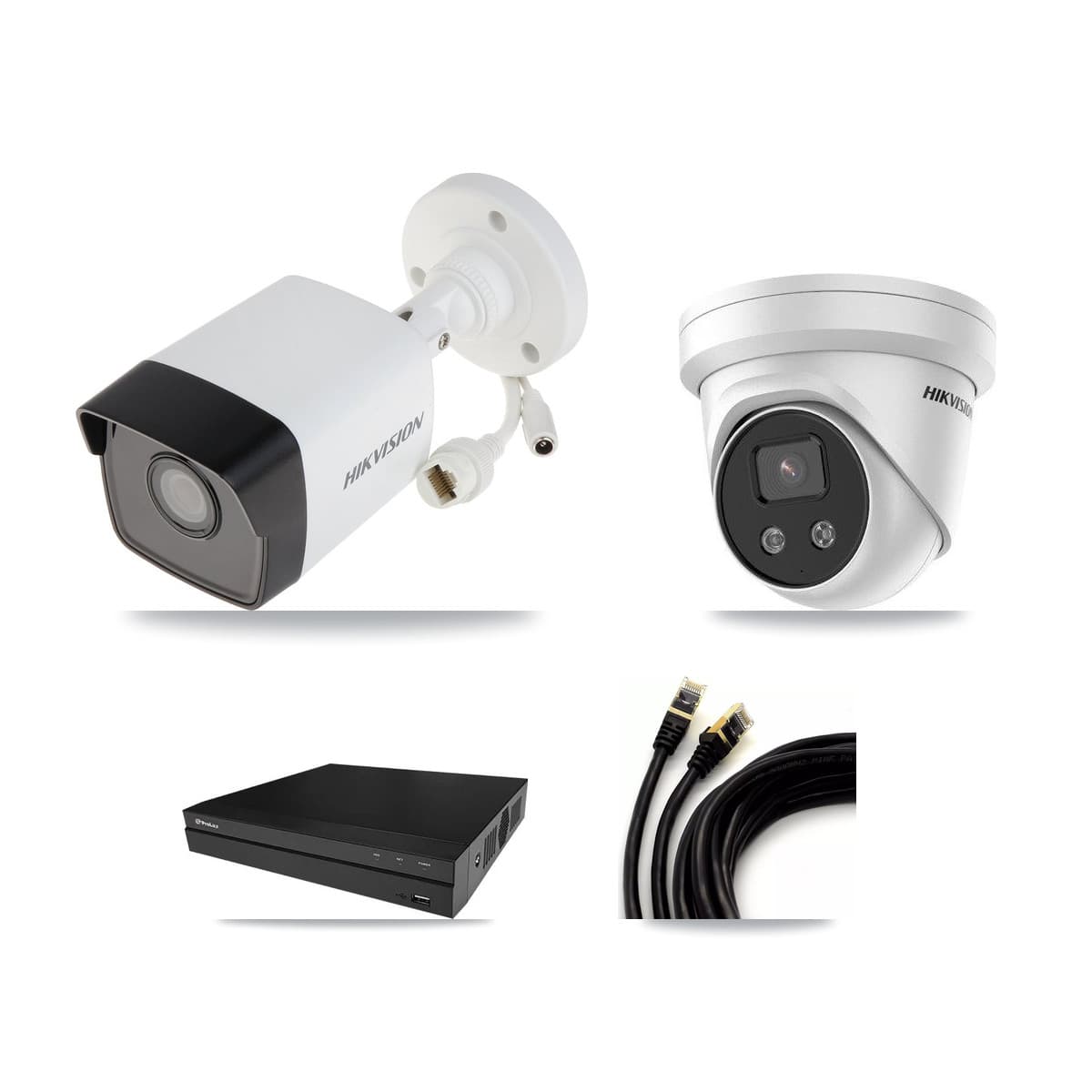 Hikvision & Prolux 8-Channel 5MP CCTV Kit — 1 DS-2CD1053G0 Bullet + 1 DS-2CD3356G2 Turret Cameras + 3TB Recording