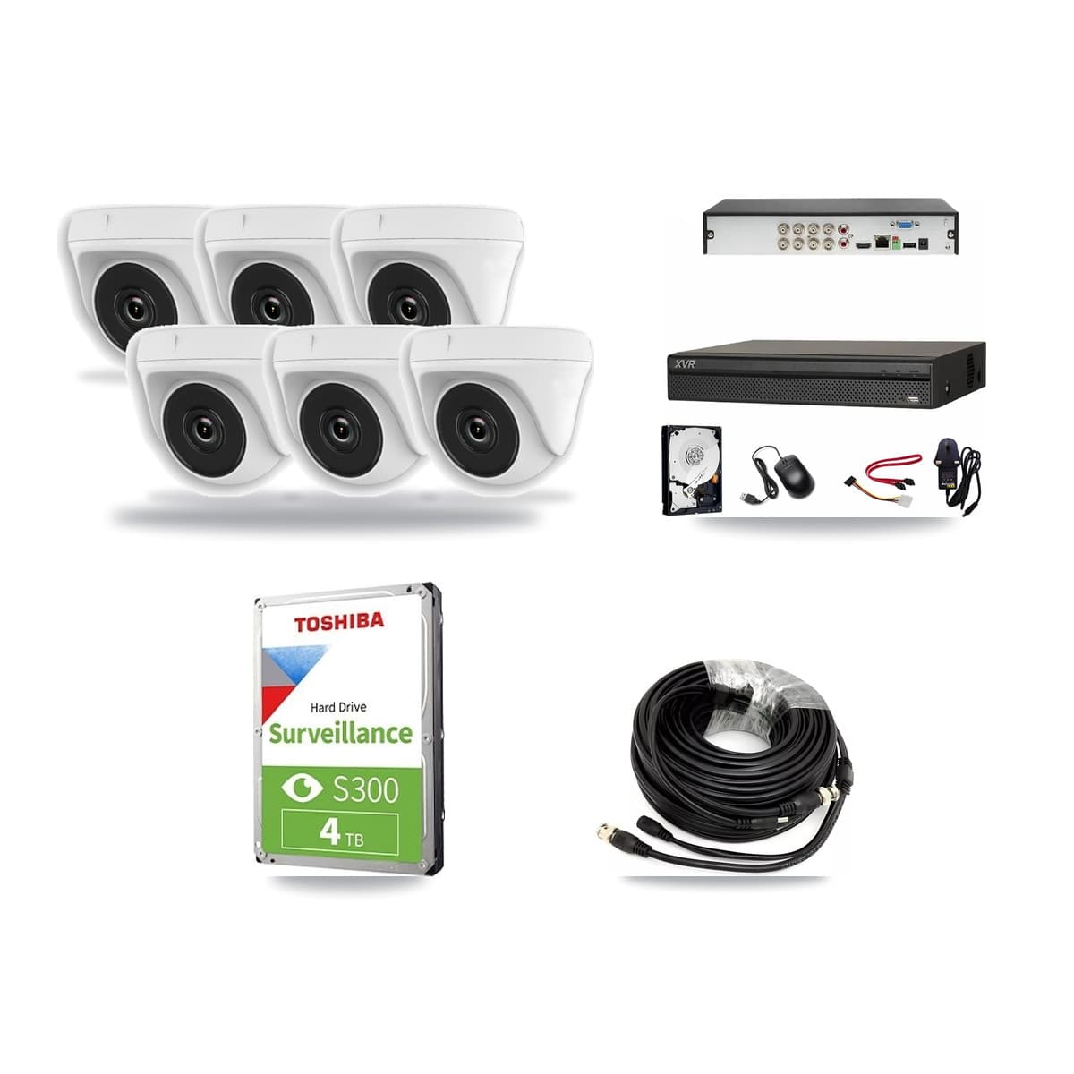 Dahua 8-Channel 2MP CCTV Kit — 6 White Dome Cameras + 4TB Recording (XVR-3108AD Recorder) - Image 1