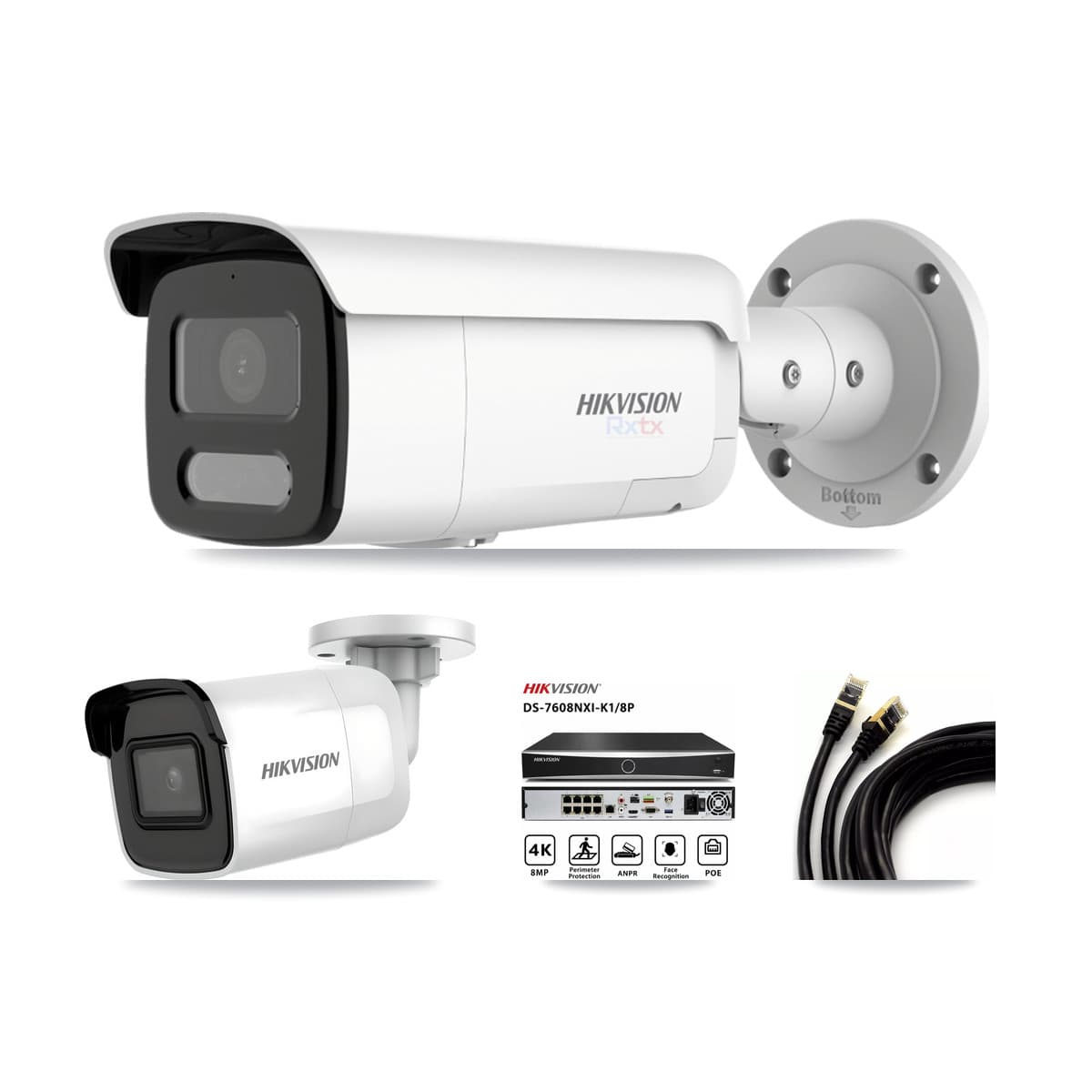 Hikvision 8-Channel 4K CCTV Kit — 1 DS-2CD2085G1 + 2 DS-2CD2T87G2H Bullet Cameras + 8TB Recording