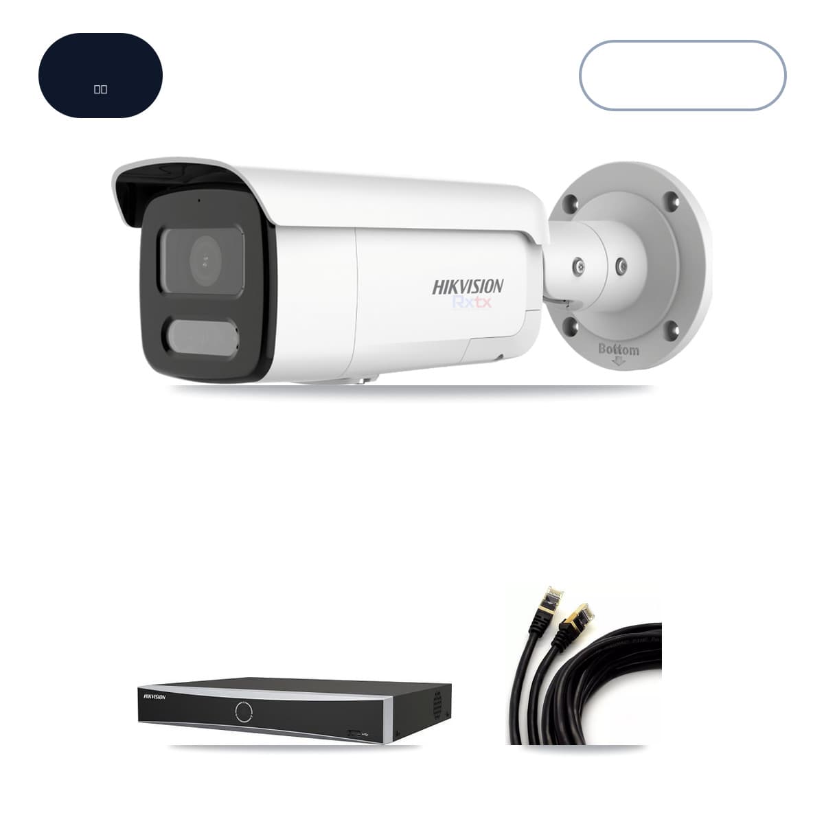 Hikvision 4-Channel 4K CCTV Kit — 2 White Bullet Cameras + 6TB Recording