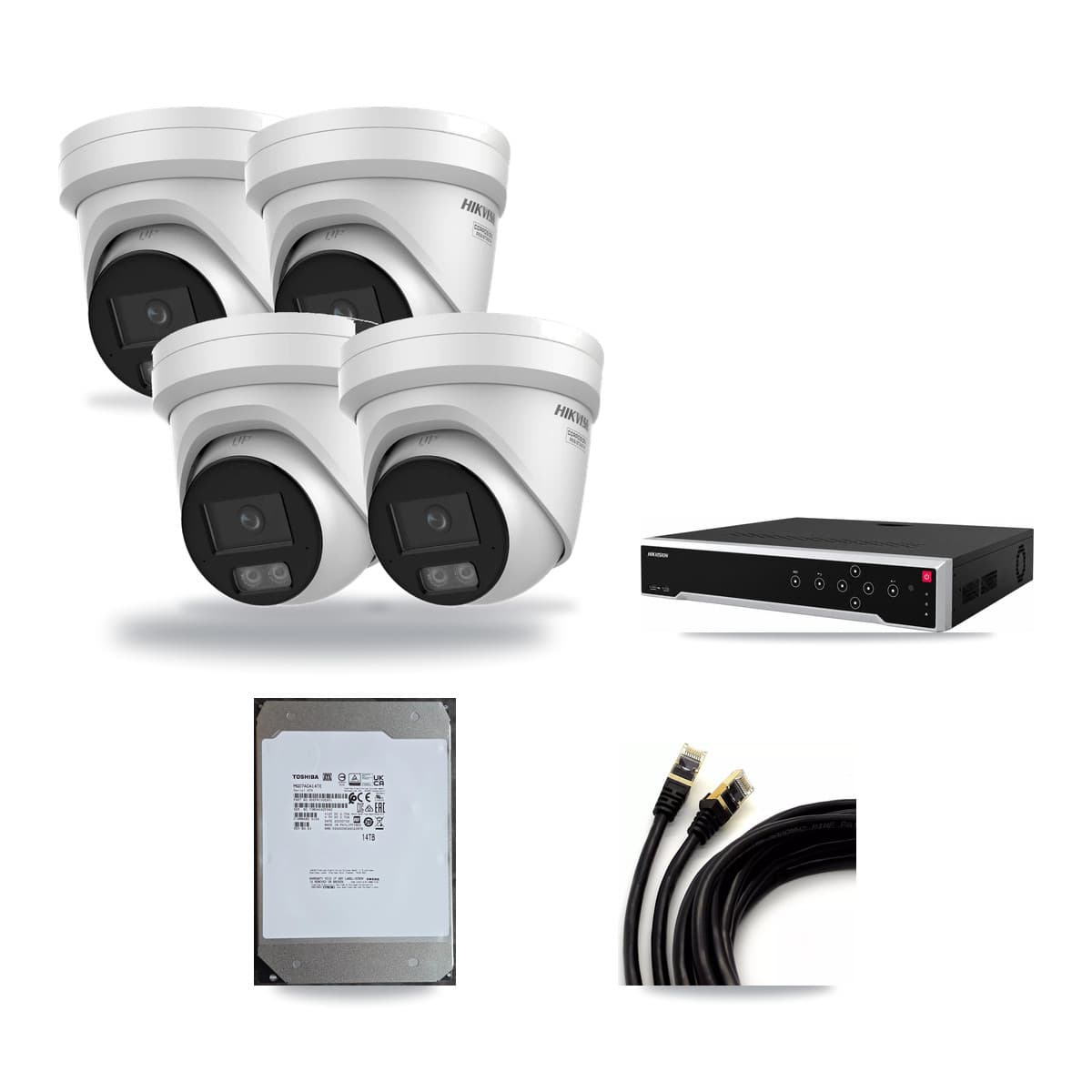 Hikvision 32-Channel 4K CCTV Kit — 4 DS-2CD2387G3 Turret Cameras + 14TB Recording - Image 1