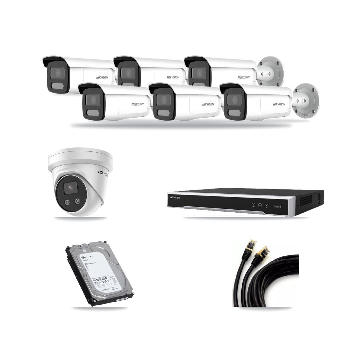 Hikvision 16-Channel 4MP – 5MP CCTV Kit — 6 4MP Bullet + 1 5MP Turret Cameras + 6TB Recording - Image 1