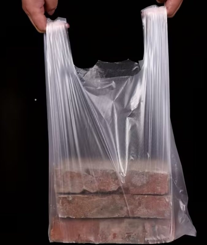 Clear Plastic-Vest-Carrier-Bags-20"x12" Clear Grocery Bags, Plastic Shopping Bags with Handles, Shopping Bags - Image 1
