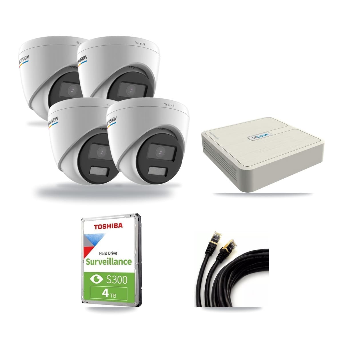 Hikvision & HiLook 8-Channel 2MP – 5MP CCTV Kit — 4 2MP Turret + 1 5MP Dome Cameras + 4TB Recording (NVR-108H-D Recorder) - Image 1