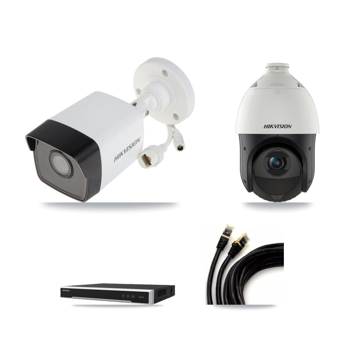 Hikvision 8-Channel 4MP – 5MP CCTV Kit — 1 5MP Bullet + 1 4MP PTZ Cameras + 3TB Recording (DS-7608NI-M2 Recorder) - Image 1