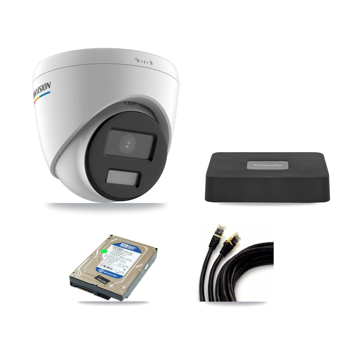 Hikvision & Tiandy 4-Channel 2MP CCTV Kit — 1 Turret Camera + 500GB Recording