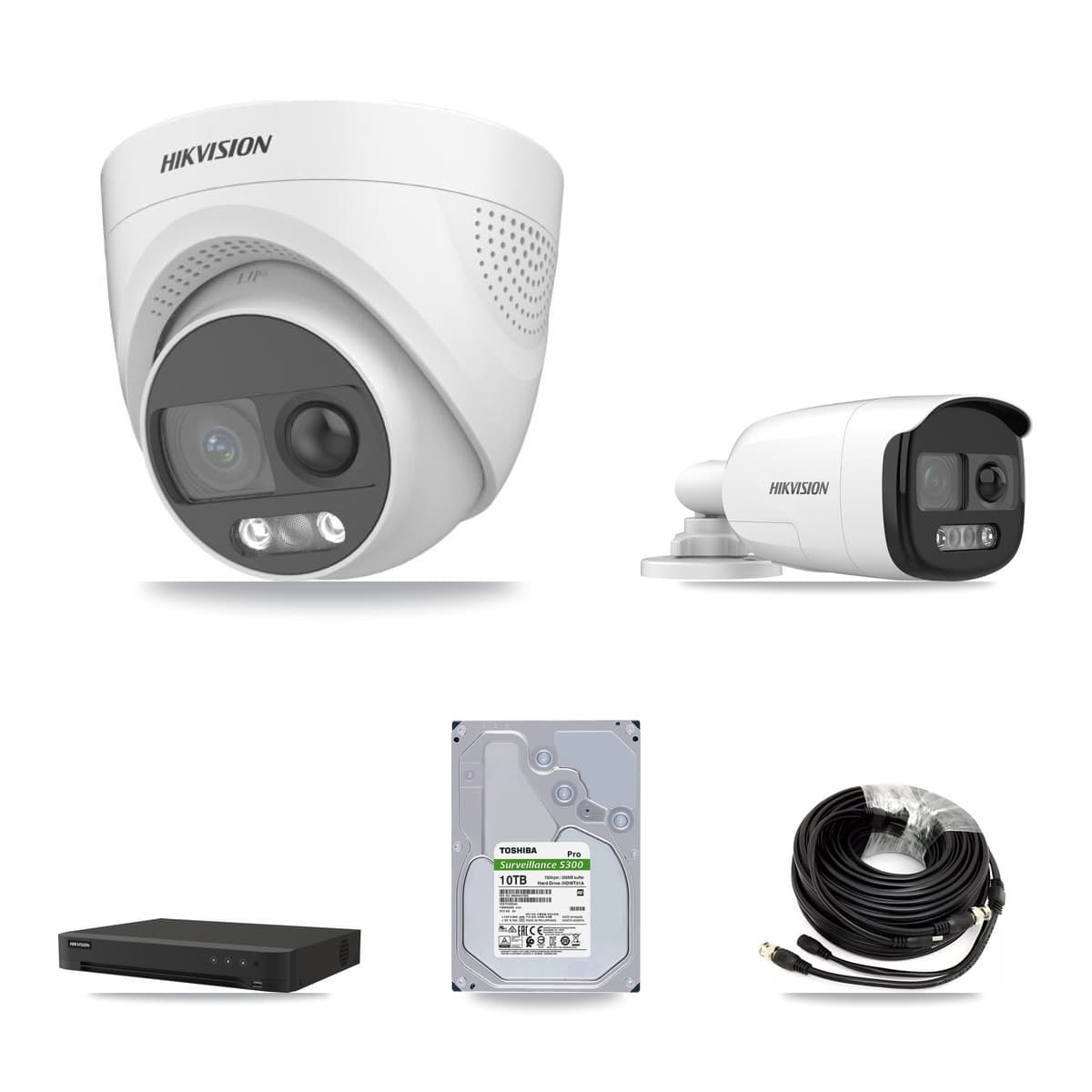 Hikvision 16-Channel 5MP CCTV Kit — 2 DS-2CE12KF3T Bullet + 6 DS-2CE72KF3T Turret Cameras + 10TB Recording