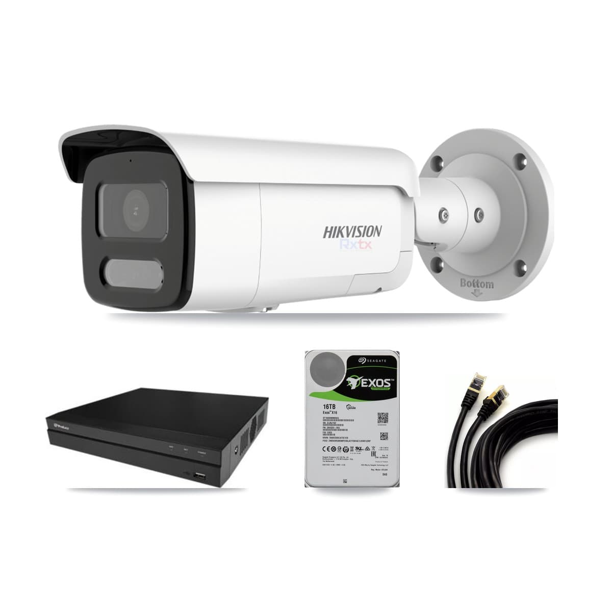 Hikvision & Prolux 16-Channel 4K CCTV Kit — 6 White Bullet Cameras + 16TB Recording