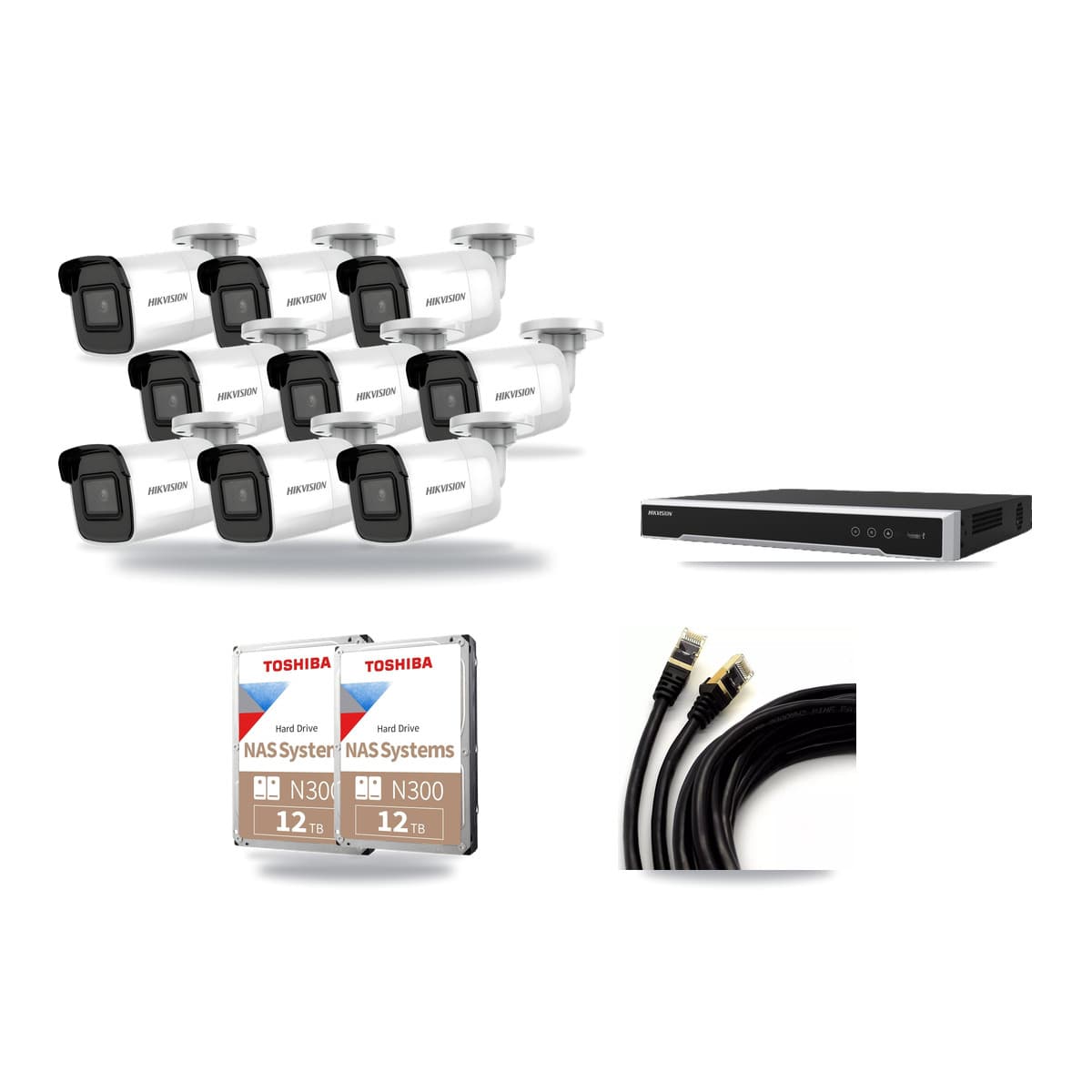 Hikvision 16-Channel 4K CCTV Kit — 9 Bullet Cameras + 2× 12TB Recording (DS-7616NI-M2 Recorder) - Image 1