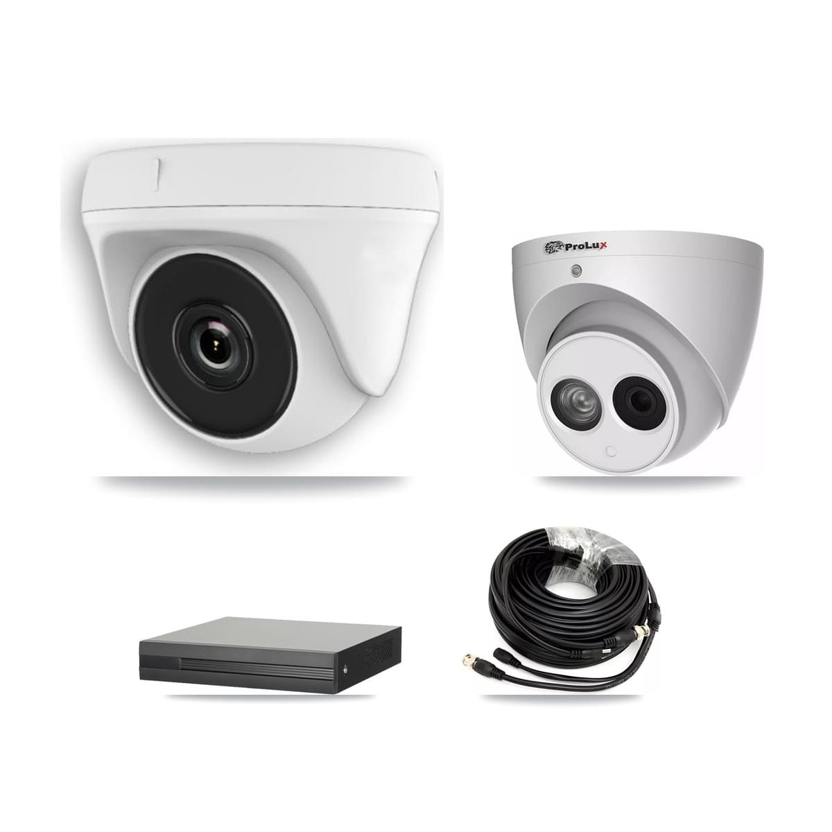 Prolux 16-Channel 2MP – 4MP CCTV Kit — 3 White 2MP Dome + 1 4MP Turret Cameras + 3TB Recording (XVR-3116HS Recorder)