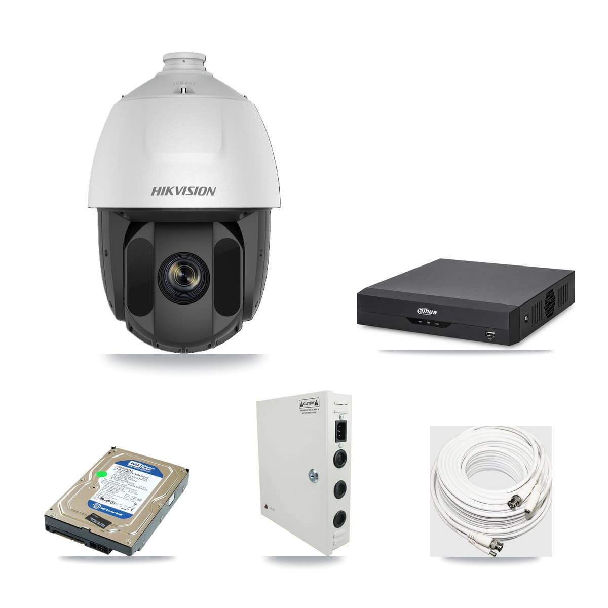 Dahua 4-channel CCTV kit: 1 camera (1× 2MP PTZ), 500GB hard drive