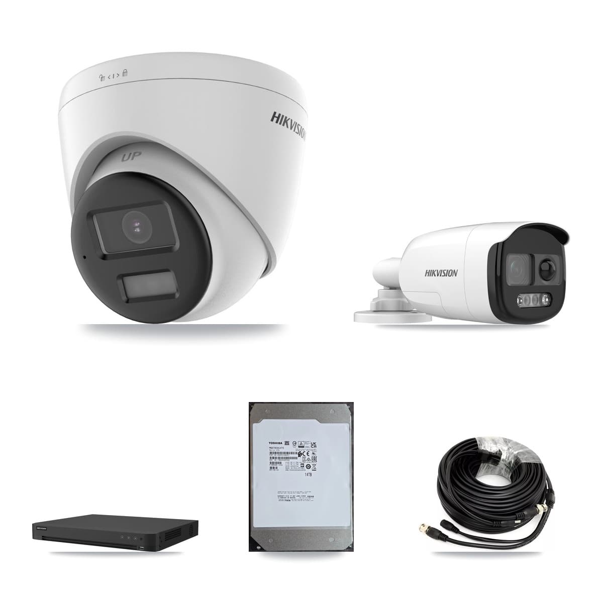 Hikvision 16-Channel 5MP – 4K CCTV Kit — 2 5MP Bullet + 6 4K Turret Cameras + 14TB Recording