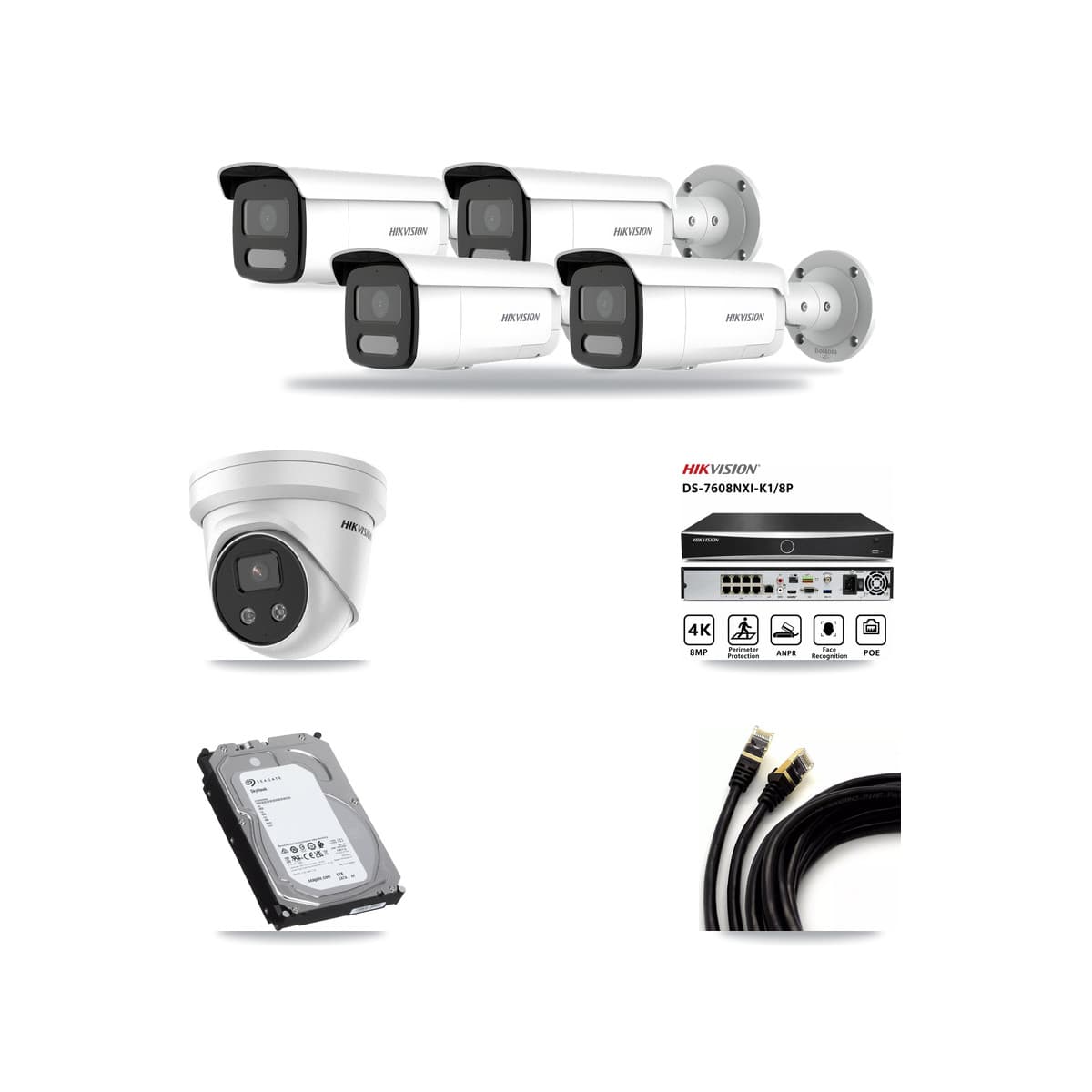 Hikvision 8-Channel 4MP – 5MP CCTV Kit — 4 4MP Bullet + 1 5MP Turret Cameras + 6TB Recording - Image 1