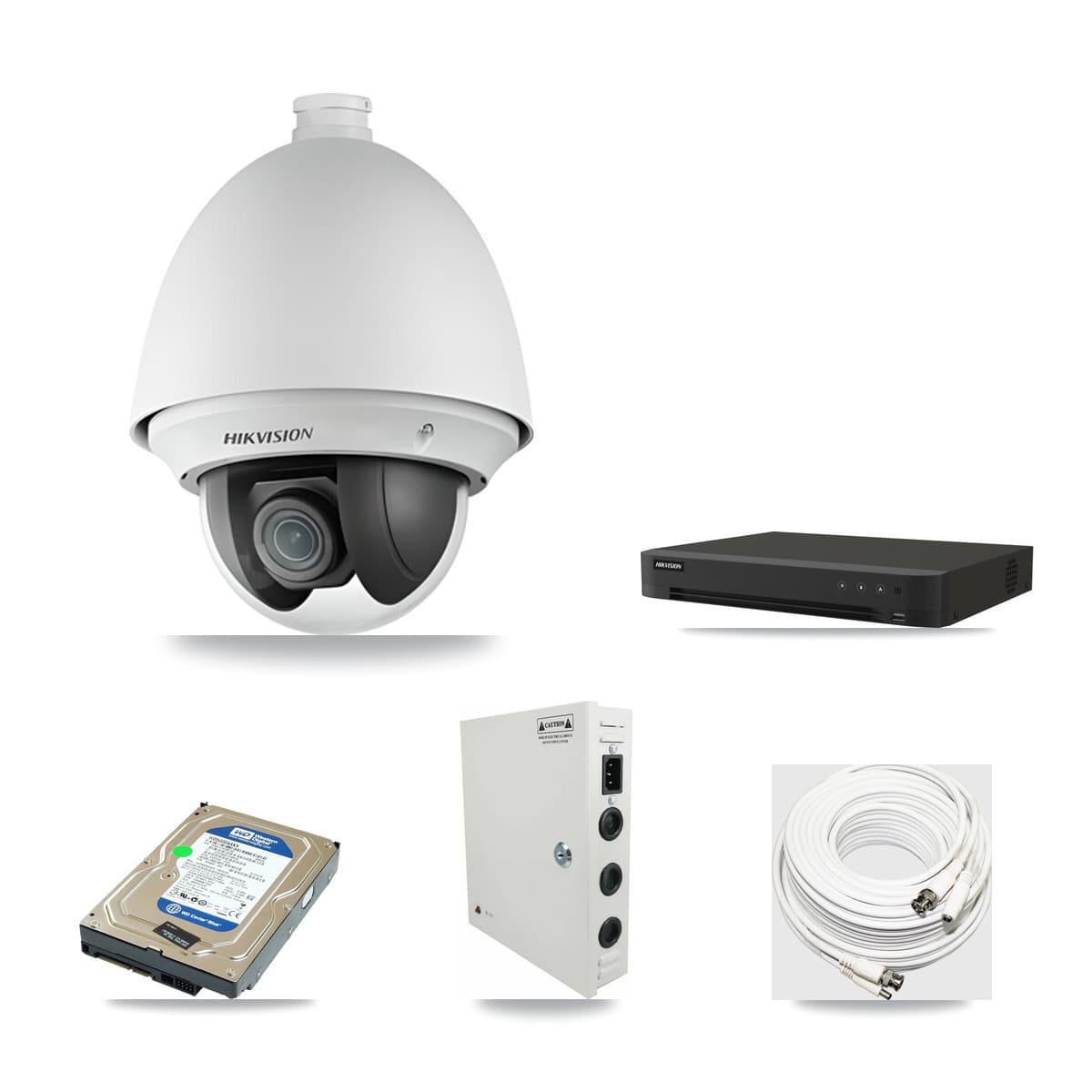 Hikvision 16-channel CCTV kit: 1 camera (1× 2MP PTZ), 500GB hard drive