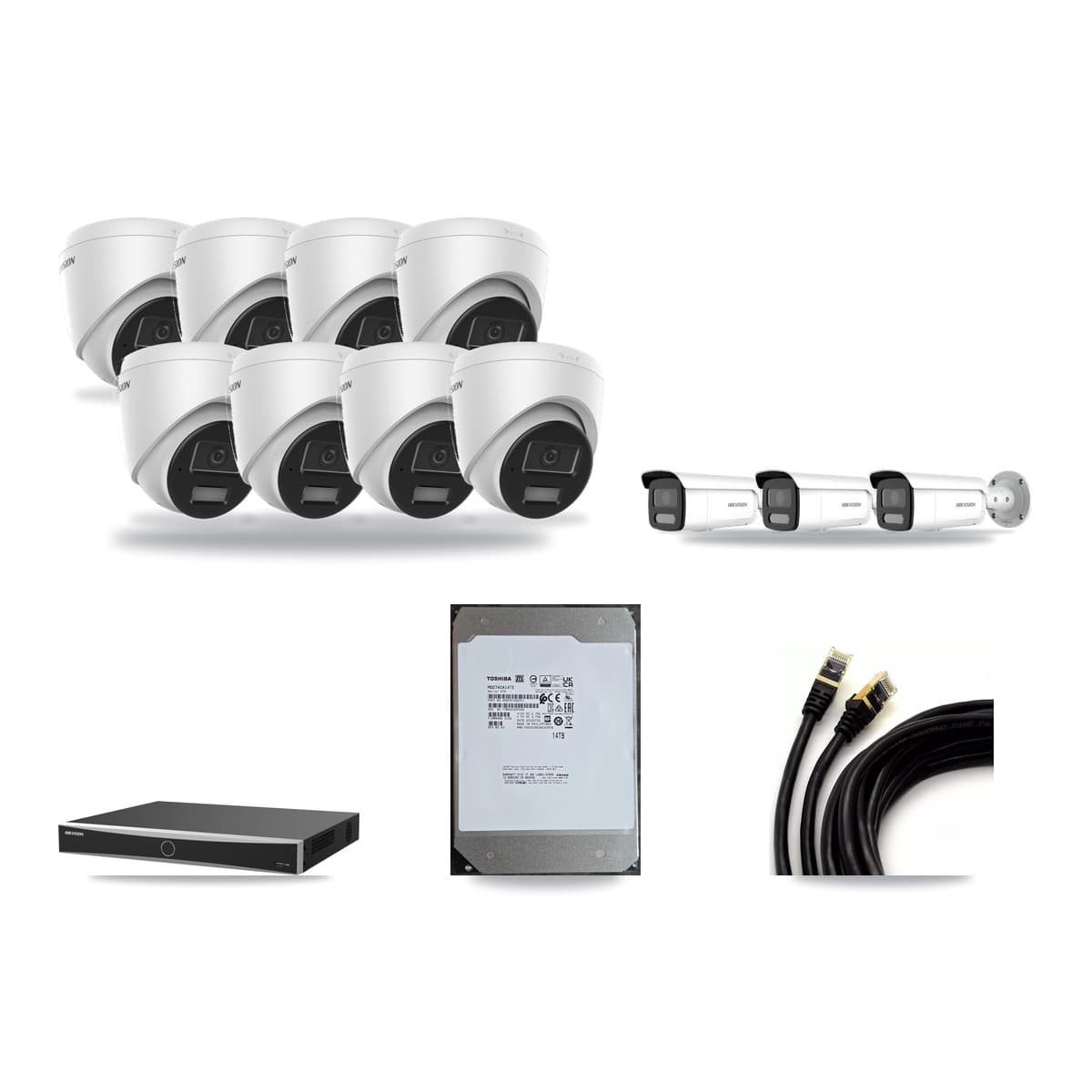 Hikvision 16-Channel 4MP CCTV Kit — 8 Turret + 3 Bullet Cameras + 14TB Recording (DS-7616NXI Recorder) - Image 1