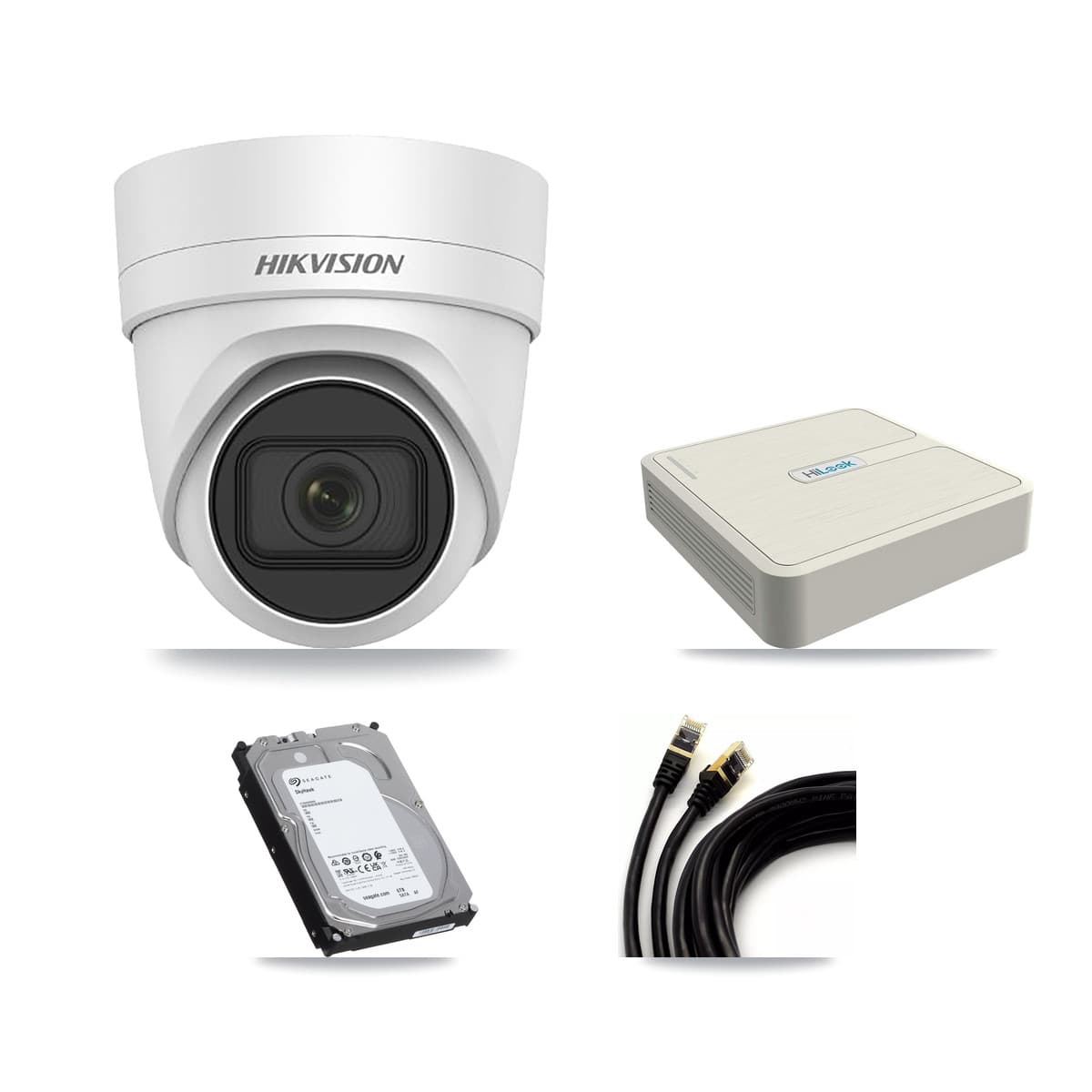 Hikvision & HiLook 8-Channel 4MP CCTV Kit — 6 DS-2CD2H45FWD Turret Cameras + 6TB Recording (NVR-108H-D Recorder)