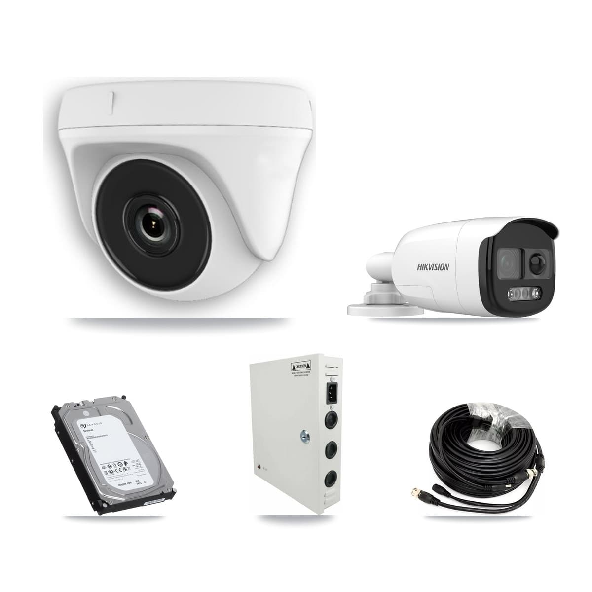 Hikvision 32-Channel 2MP – 5MP CCTV Kit — 6 DS-2CE12KF3T 5MP Bullet + 13 White HDT-2MP-N20W 2MP Dome Cameras + 3× 6TB Recording (DS-7332HQHI Recorder)
