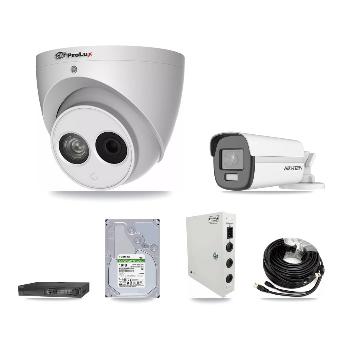 Hikvision & Prolux 32-Channel 4MP – 4K CCTV Kit — 1 4K Bullet + 28 4MP Turret Cameras + 4× 10TB Recording