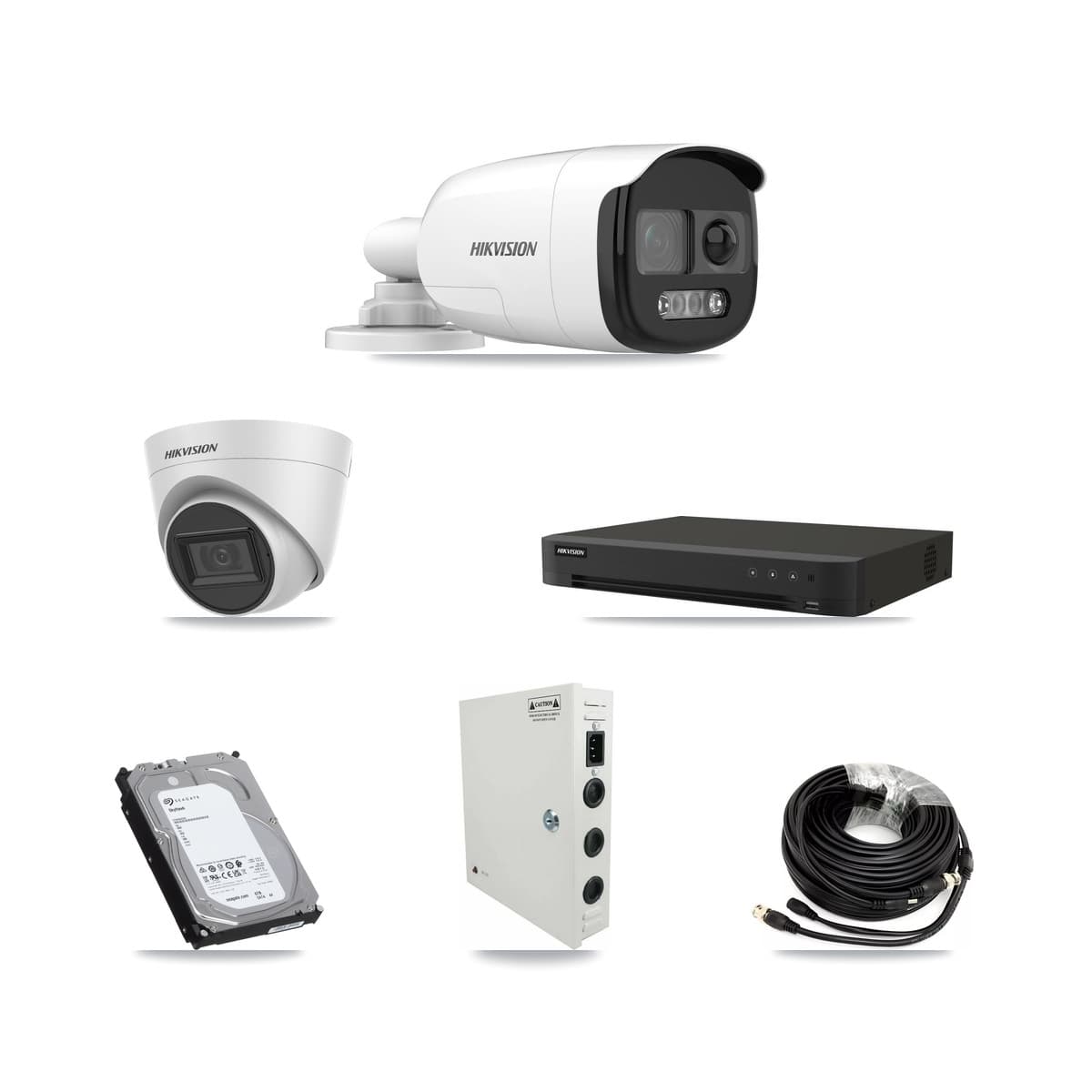 Hikvision 16-Channel 5MP CCTV Kit — 8 Bullet + 1 White Turret Cameras + 6TB Recording