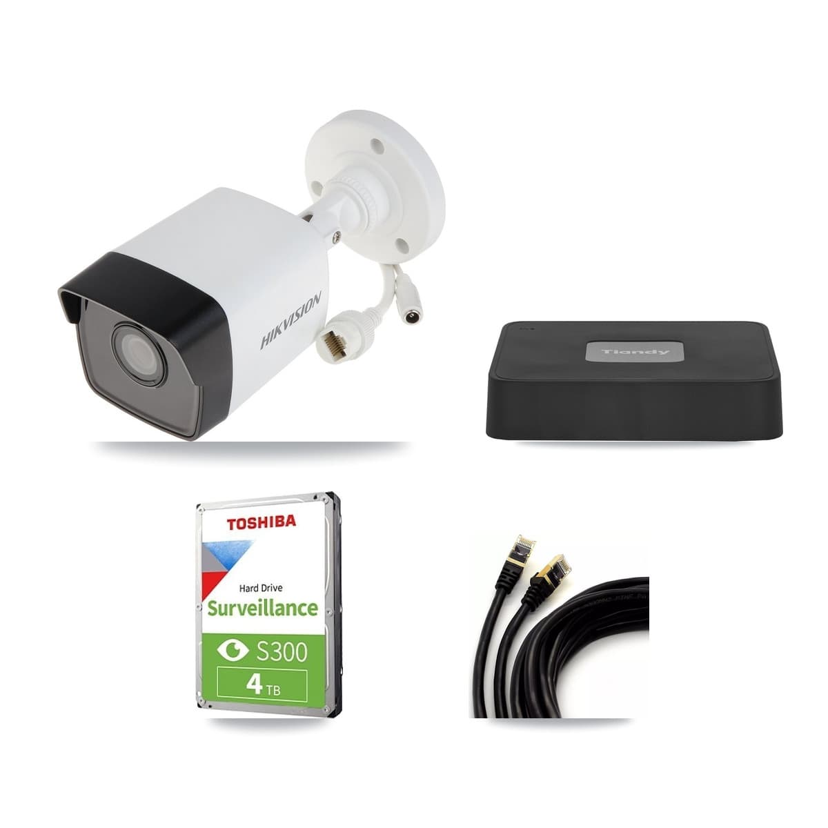 Hikvision & Tiandy 4-Channel 5MP CCTV Kit — 2 Bullet + 1 Dome Cameras + 4TB Recording
