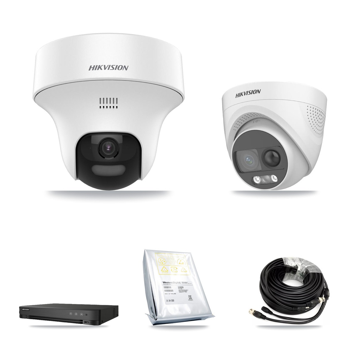 Hikvision 8-Channel 5MP CCTV Kit — 5 DS-2CE70K0T + 1 DS-2CE72KF3T Turret Cameras + 8TB Recording
