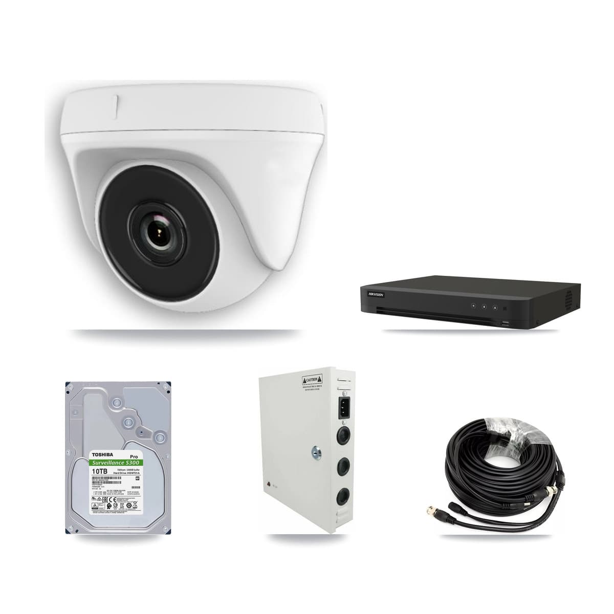 Hikvision 16-Channel 2MP CCTV Kit — 16 White Dome Cameras + 10TB Recording (IDS-7216HQHI Recorder)