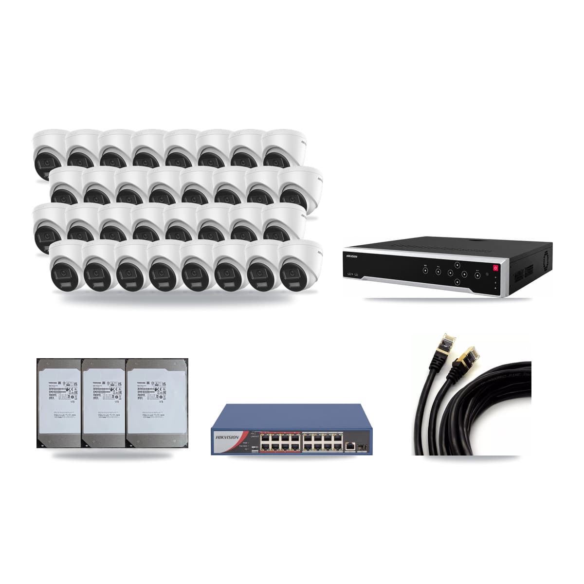 Hikvision 32-Channel 4K CCTV Kit — 32 Turret Cameras + 3× 14TB Recording - Image 1