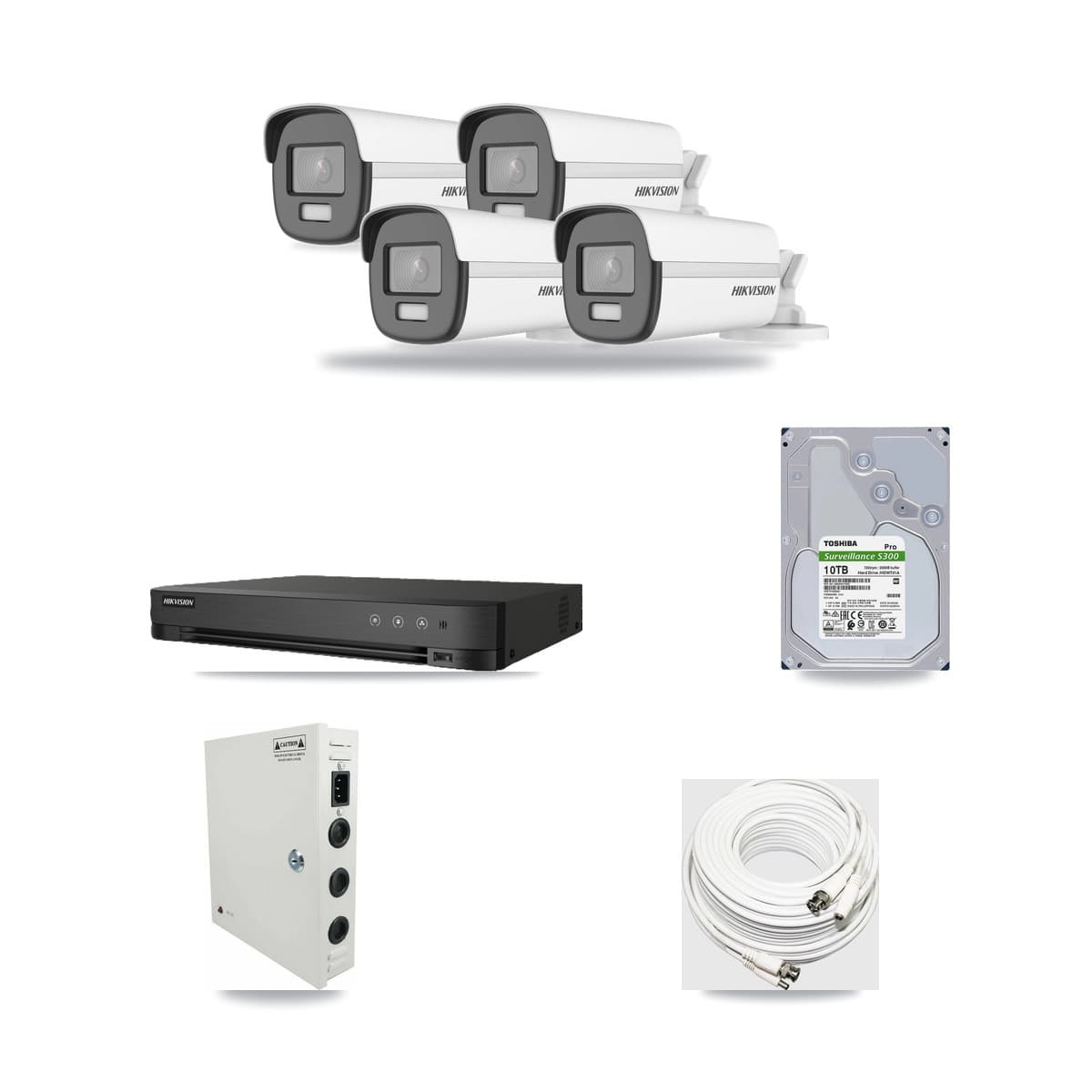 Hikvision 8-Channel 4K CCTV Kit — 4 DS-2CE12UF3T-E Bullet Cameras + 10TB Recording (IDS-7208HUHI-M1/E Recorder) - Image 1