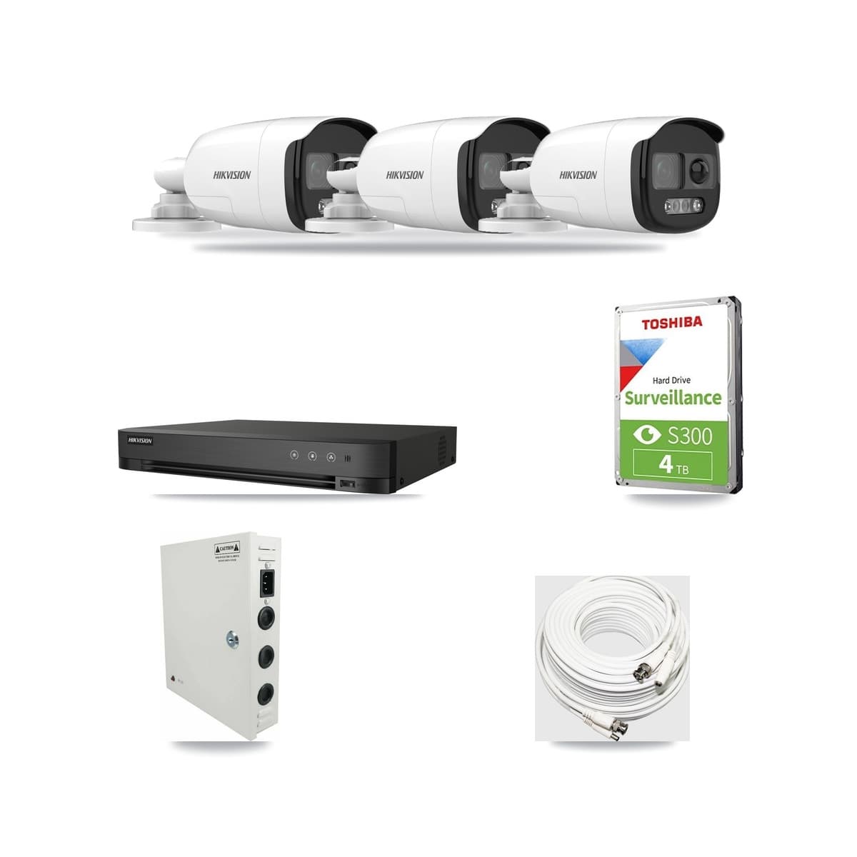 Hikvision 4-Channel 5MP CCTV Kit — 3 DS-2CE12KF3T Bullet Cameras + 4TB Recording (DS-7204HUHI Recorder) - Image 1