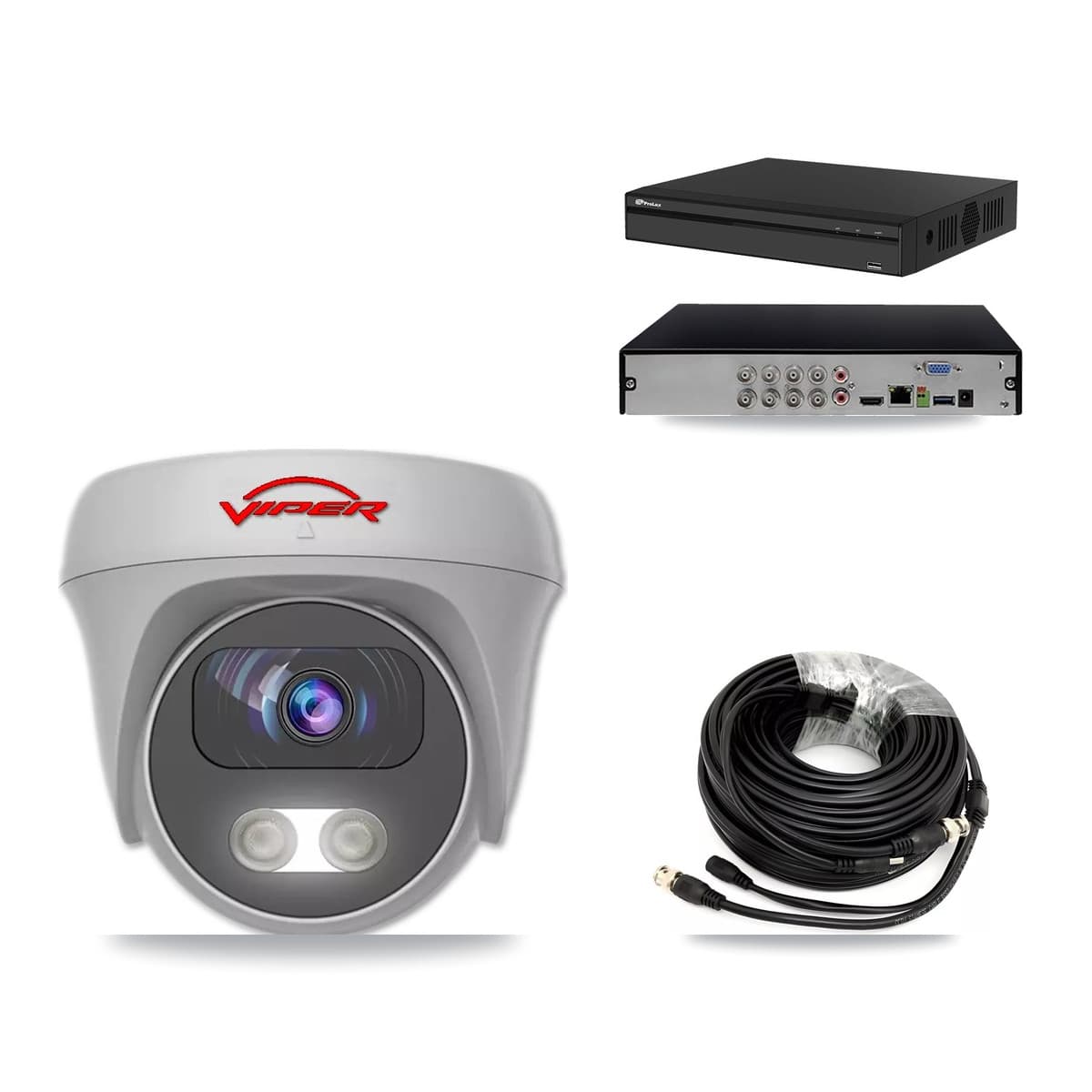 Viper & Prolux 8-Channel 5MP CCTV Kit — 6 White Cameras + 8TB Recording (PXD-5108HS Recorder)