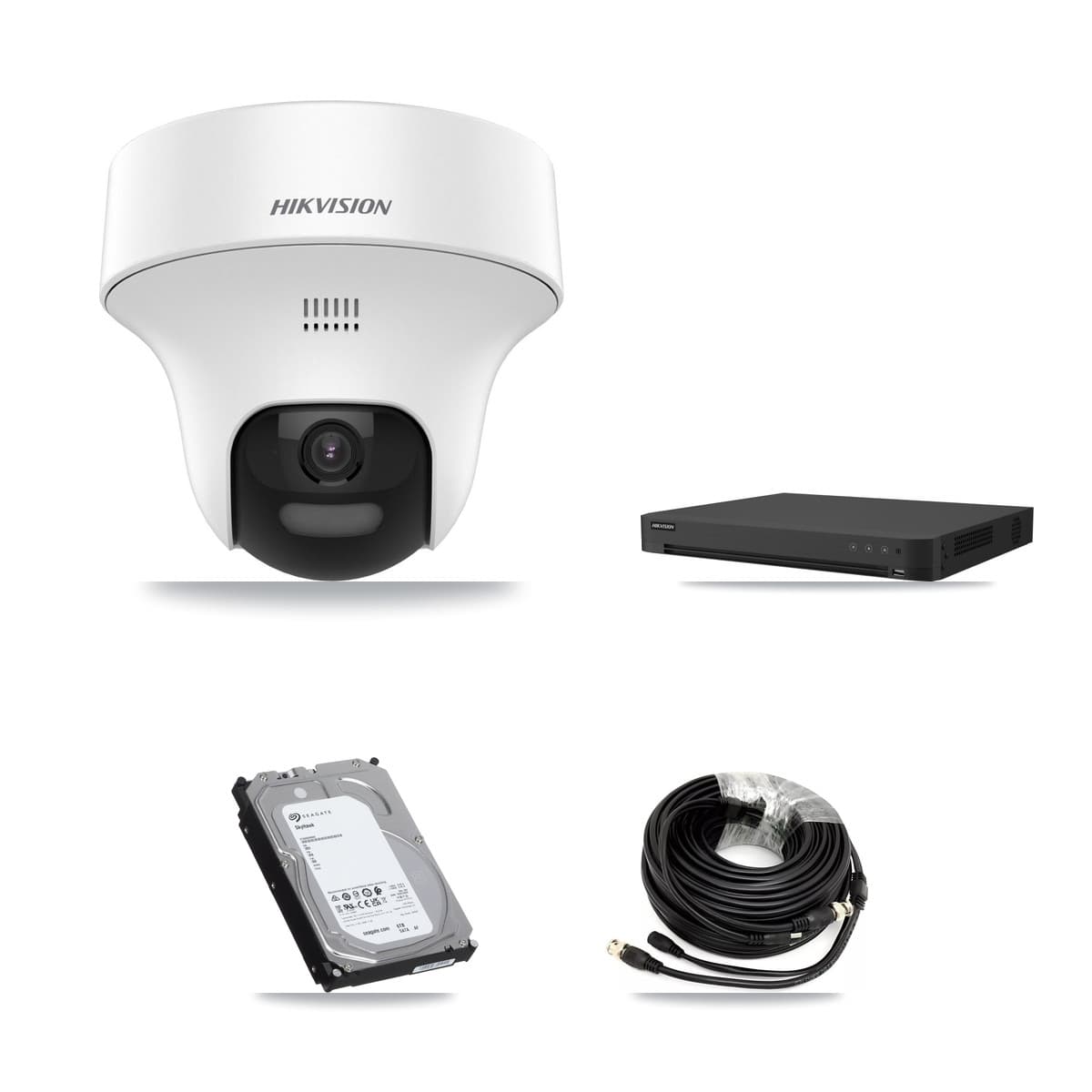 Hikvision 16-Channel 5MP CCTV Kit — 4 DS-2CE70K0T Turret Cameras + 6TB Recording (IDS-7216HUHI Recorder)