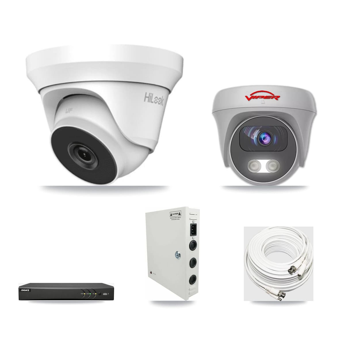 4-Channel 4MP – 5MP CCTV Kit — 1 4MP Turret + 1 White 5MP Cameras + 3TB Recording (AN-DV4-8MP Recorder) - Image 1