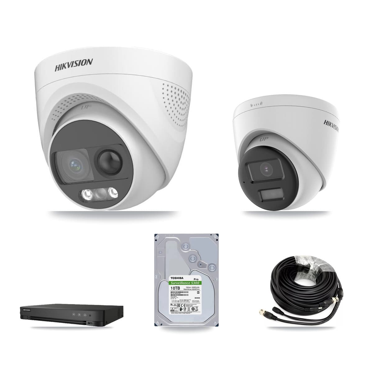 Hikvision 8-Channel 5MP CCTV Kit — 5 DS-2CE72KF3T + 2 DS-2CE78K0T Turret Cameras + 10TB Recording - Image 1