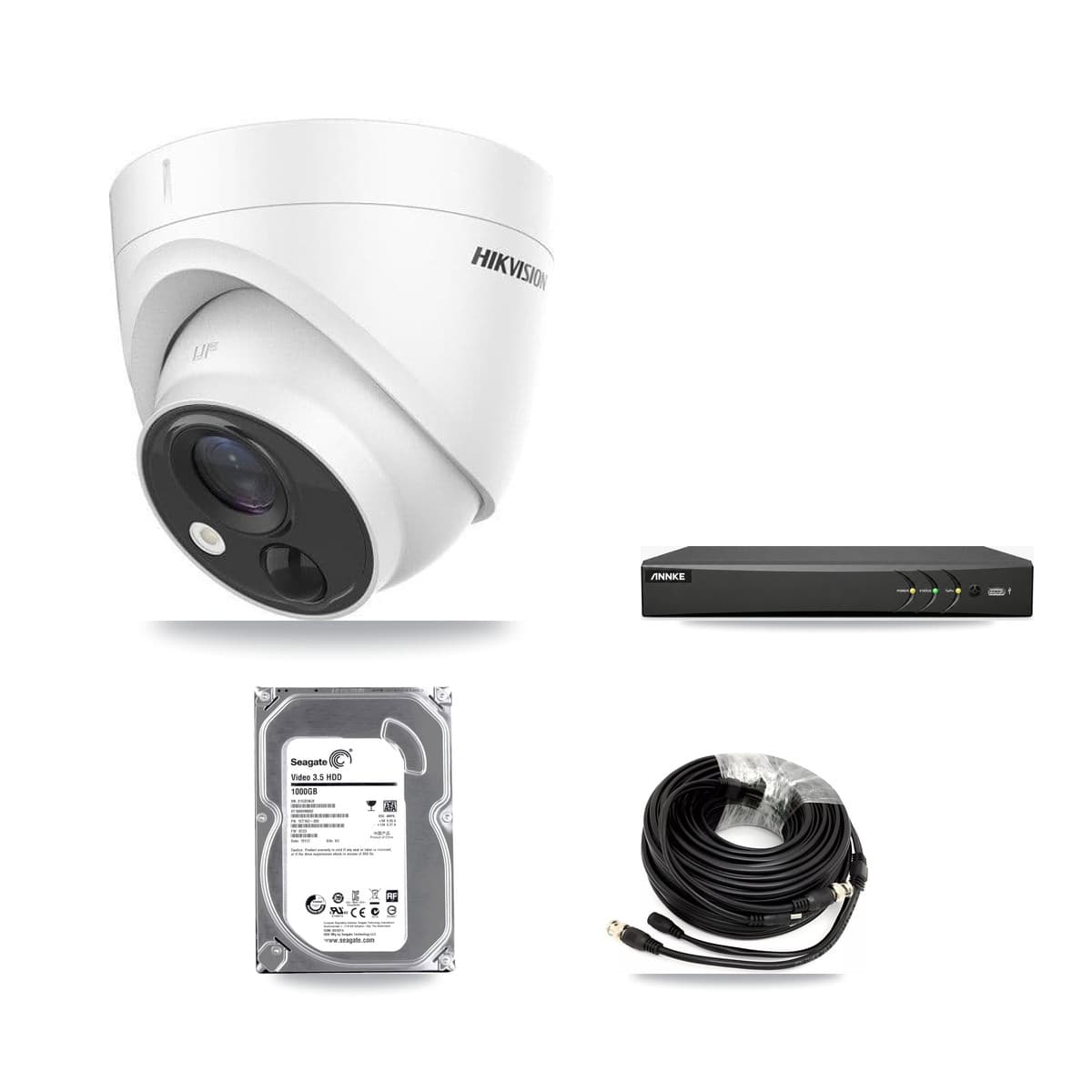 Hikvision & ANNKE 4-Channel 5MP CCTV Kit — 2 DS-2CE71H0T Turret Cameras + 1TB Recording - Image 1