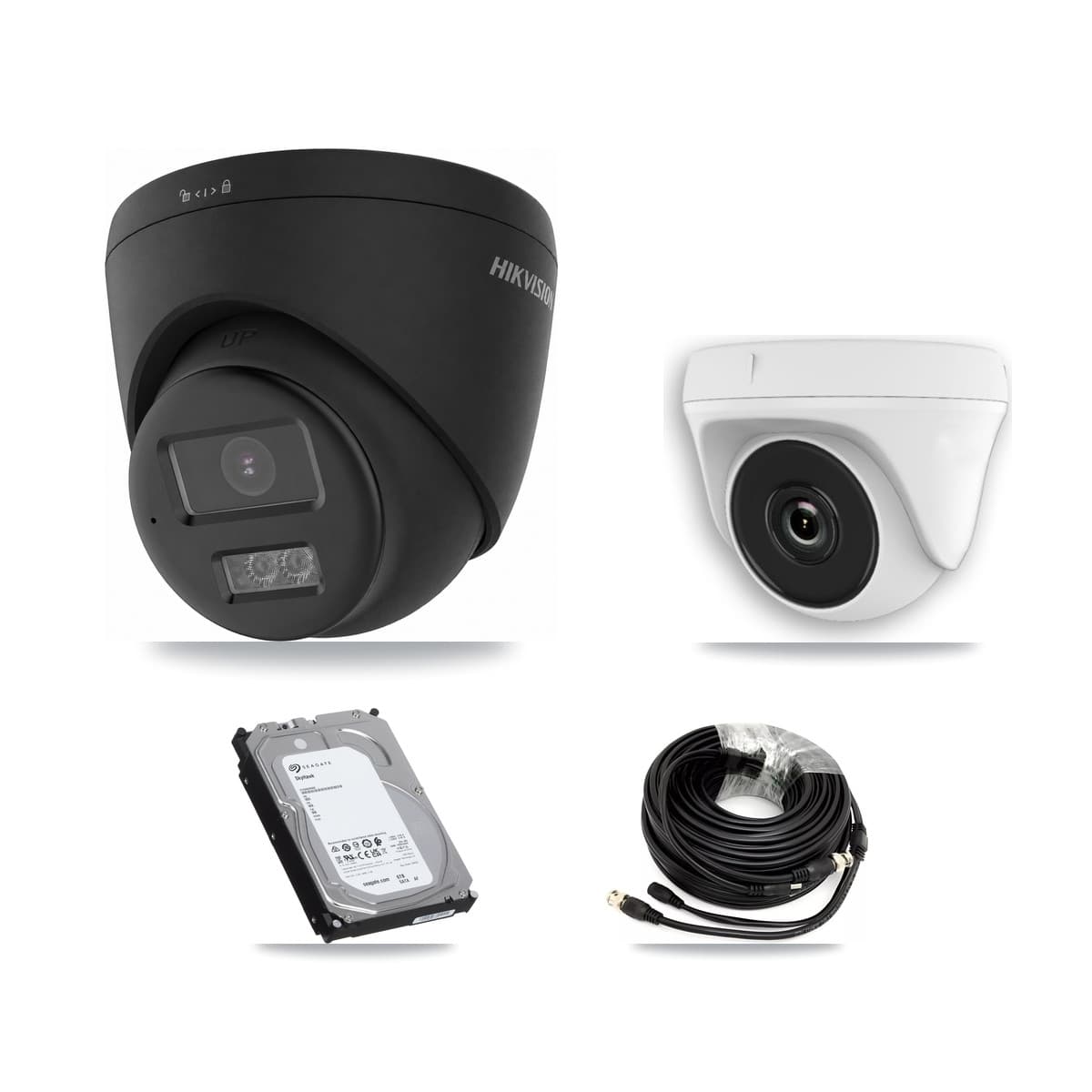 Hikvision 32-Channel 2MP – 4K CCTV Kit — 7 Black 4K Turret + 1 White 2MP Dome Cameras + 3× 6TB Recording