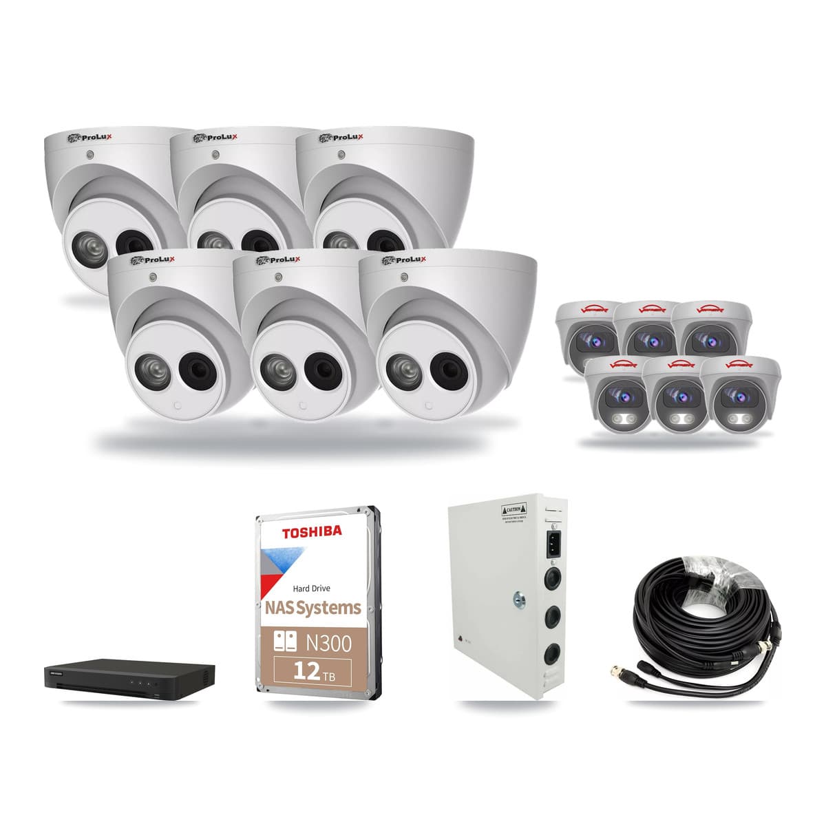 16-Channel 4MP – 5MP CCTV Kit — 6 4MP Turret + 6 5MP Cameras + 12TB Recording - Image 1