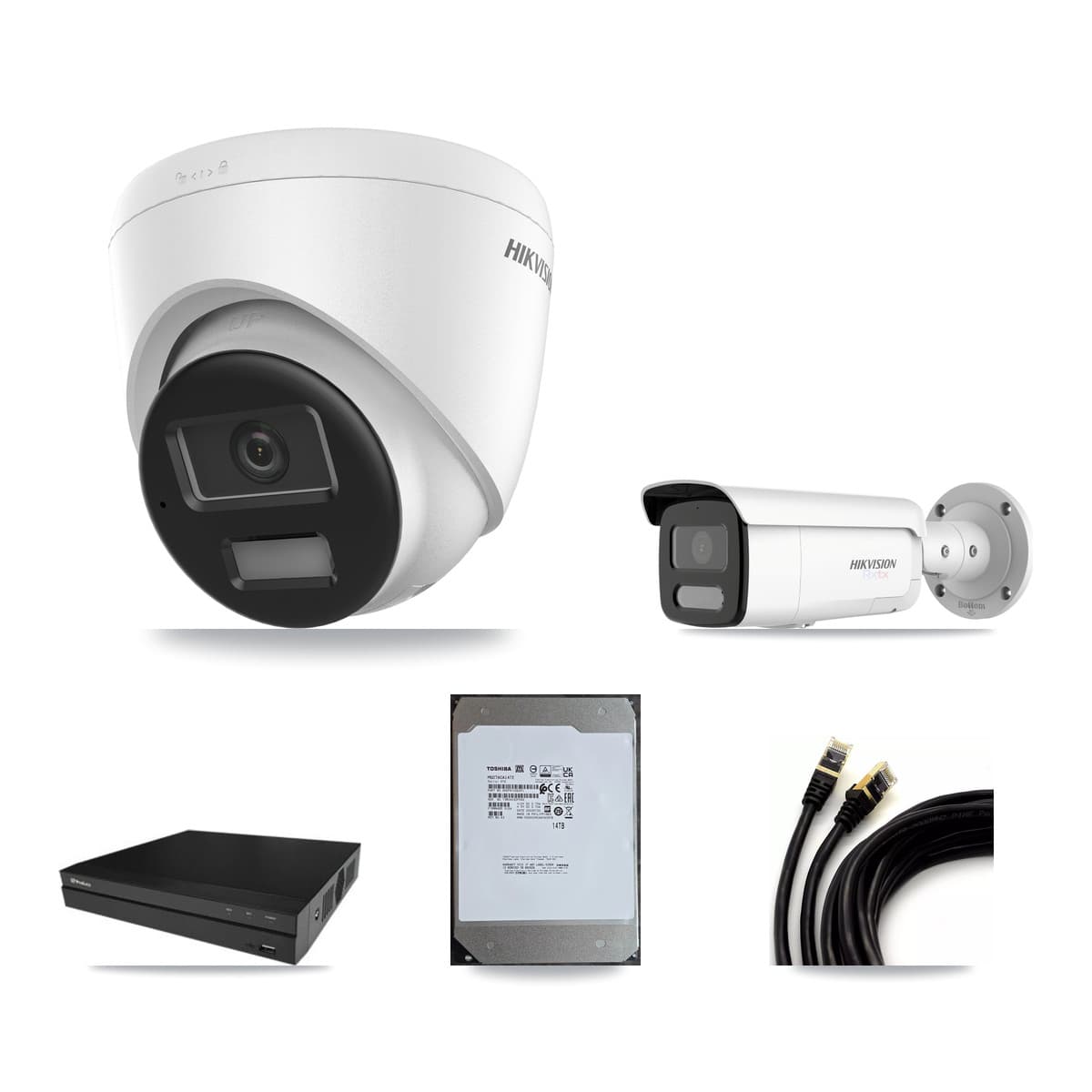 Hikvision & Prolux 16-Channel 4K CCTV Kit — 3 Turret + 3 Bullet Cameras + 14TB Recording