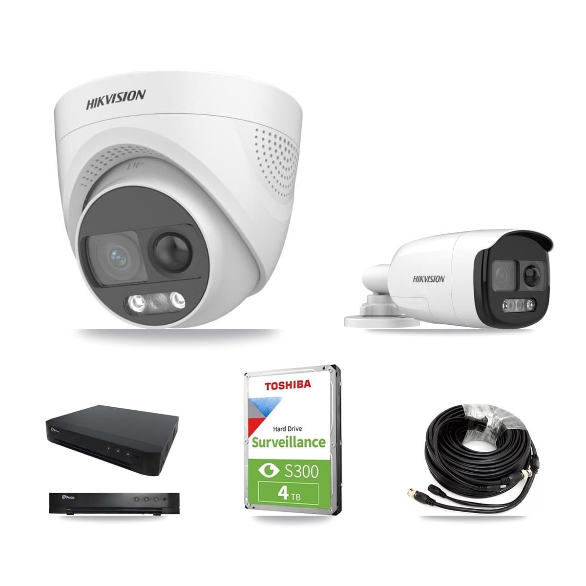 Hikvision & Prolux 16-Channel 5MP CCTV Kit — 1 DS-2CE12KF3T Bullet + 2 DS-2CE72KF3T Turret Cameras + 4TB Recording