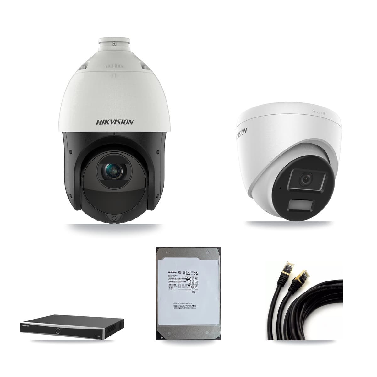 Hikvision 16-Channel 4MP CCTV Kit — 1 Turret + 12 PTZ Cameras + 2× 14TB Recording (DS-7616NXI Recorder) - Image 1