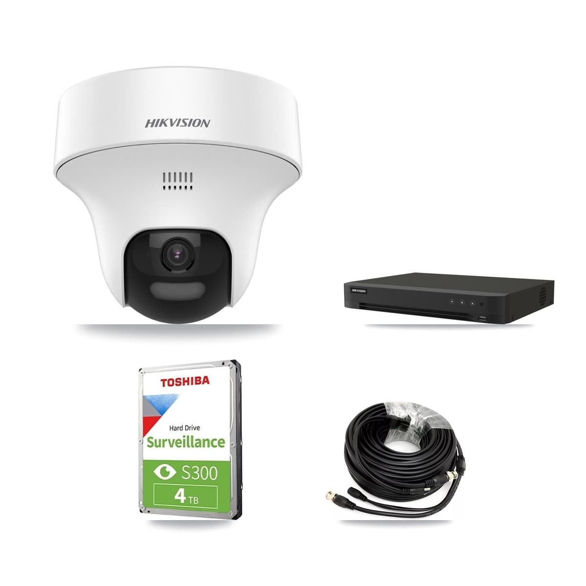 Hikvision 8-Channel 5MP CCTV Kit — 3 DS-2CE70K0T-PTLTS Turret Cameras + 4TB Recording (IDS-7208HUHI-M1/XT Recorder)