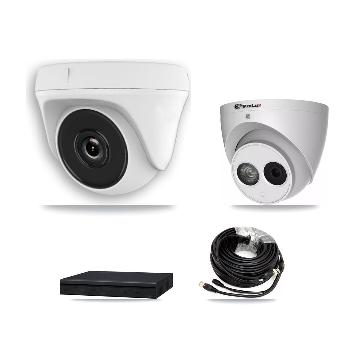 Prolux 8-Channel 2MP – 4MP CCTV Kit — 3 White 2MP Dome + 1 4MP Turret Cameras + 3TB Recording (XVR-3108AD Recorder)