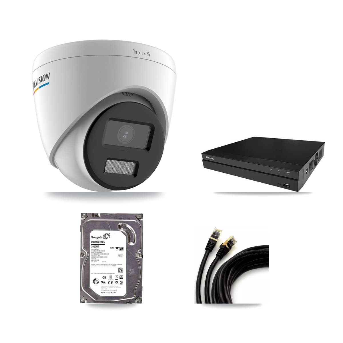 Hikvision & Prolux 8-Channel 2MP CCTV Kit — 3 Turret Cameras + 2TB Recording