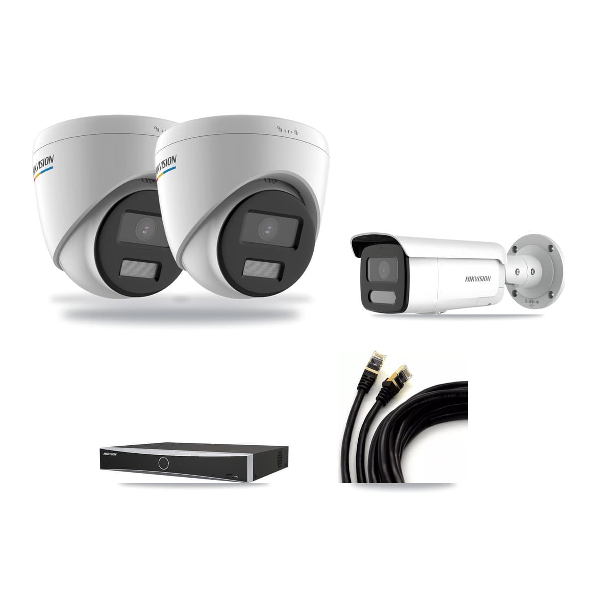 Hikvision 4-Channel 2MP – 4MP CCTV Kit — 2 2MP Turret + 1 4MP Bullet Cameras + 3TB Recording - Image 1