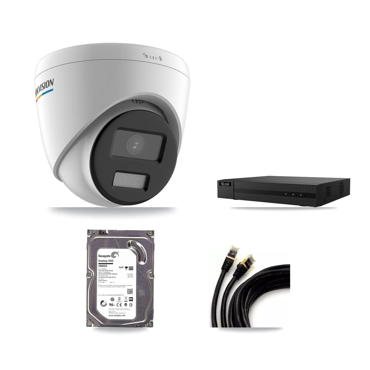 Hikvision & HiLook 8-Channel 2MP CCTV Kit — 3 Turret Cameras + 2TB Recording (NVR-108MH-D Recorder)