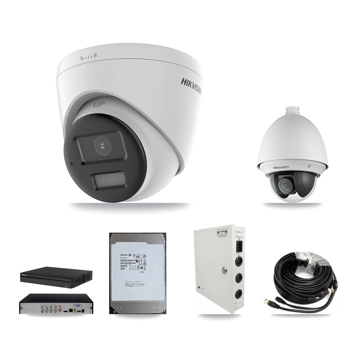 Hikvision & Prolux 8-Channel 2MP – 4K CCTV Kit — 1 2MP PTZ + 5 4K Turret Cameras + 14TB Recording
