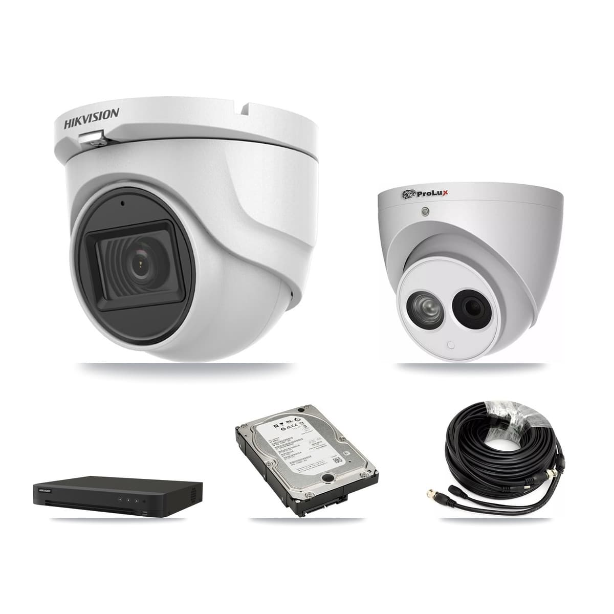 Hikvision & Prolux 16-Channel 4MP – 5MP CCTV Kit — 2 5MP + 2 4MP Turret Cameras + 5TB Recording - Image 1