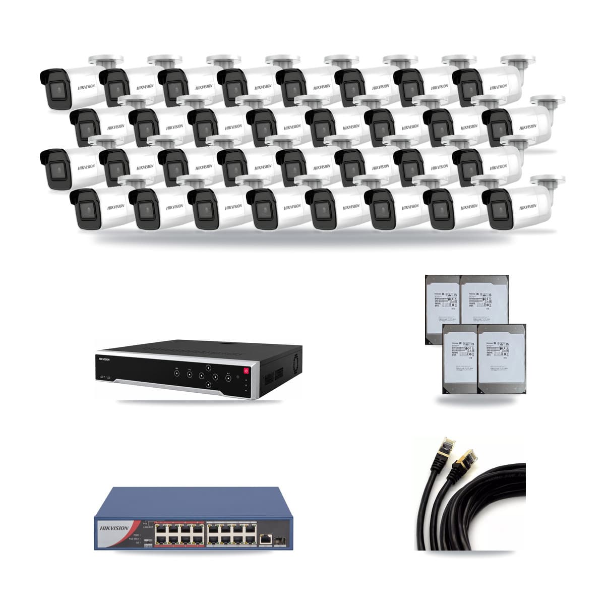 Hikvision 32-Channel 4K CCTV Kit — 32 Bullet Cameras + 4× 14TB Recording - Image 1