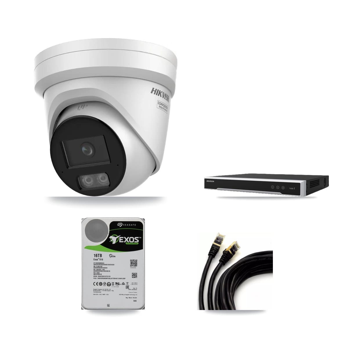 Hikvision 16-Channel 4K CCTV Kit — 15 DS-2CD2387G3 Turret Cameras + 2× 16TB Recording (DS-7616NI-M2 Recorder)